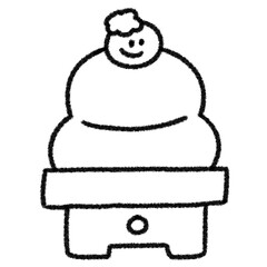 ゆるかわいい鏡餅の手描きお正月イラスト (モノクロ)