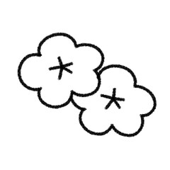 ゆるかわいい梅の花の手描きイラスト素材 (モノクロ)