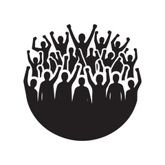 crowd cheering vector silhouette clip art logo design illustration