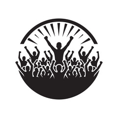 crowd cheering vector silhouette clip art logo design illustration