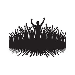 crowd cheering vector silhouette clip art logo design illustration