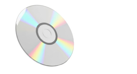 Shiny blank cd with rainbow reflection on clear background for digital media projects