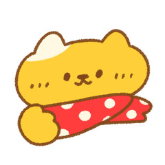 マフラーを巻いたゆるかわいい手描きのねこのイラスト