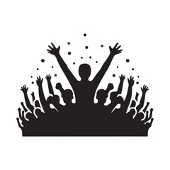 crowd cheering vector silhouette clip art logo design illustration