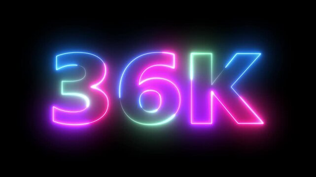 Neon 36K Sign Animation Glowing Lettering Display Dynamic Light Show.