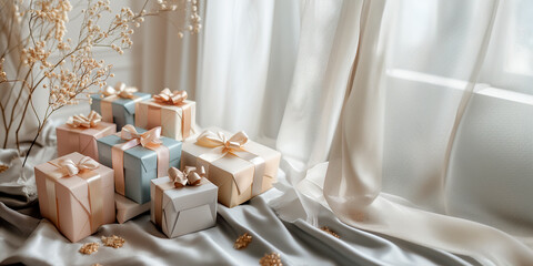 Cagas de regalos navide&ntilde;os en tonos pastel