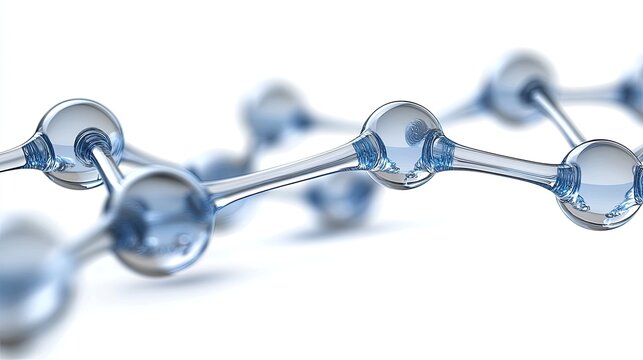 A collection of blue carbon molecules is elegantly arranged against a soft white backdrop, highlighting their intricate connections
