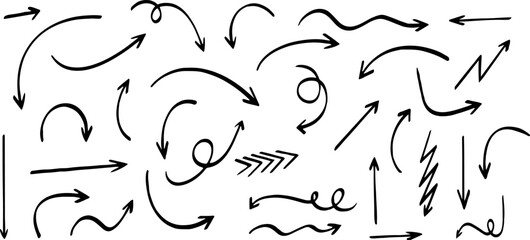Doddle arrow set. Crayon arrow sketches collection. Hand drawn arrow illustration
