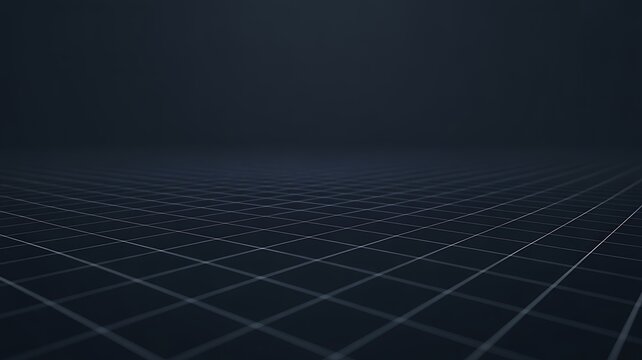 Abstract dark digital grid landscape with glowing particles in a futuristic network concept