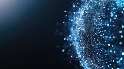 A visually striking circular design featuring luminous blue lights against a dark backdrop, evoking a sci-fi atmosphere