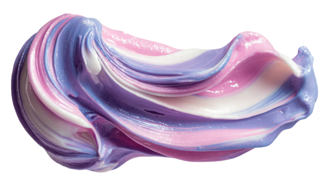 A swirl of pink and purple ice cream on transparent background	