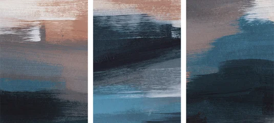 Selbstklebende Fototapeten Grau Three minimalist artist-made paintings. Contemporary painting. Versatile artistic image for creative design projects: posters, banners, websites, cards, prints, wallpapers.  © tofutyklein