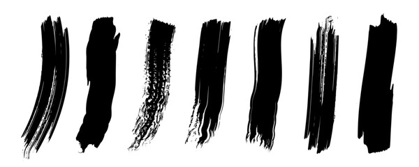 Black Ink Brush Stroke Line Set – Grunge Hand Drawn Vector Textures for Artistic Backgrounds, Grunge Black Ink Stroke Collection