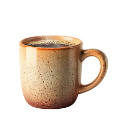 Warm and inviting, this ceramic coffee mug features speckled design and steam rising from hot beverage inside, perfect for autumn mornings or cozy gatherings