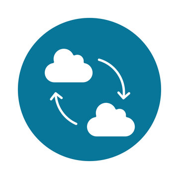 Cloud data synchronization icon isolated on transparent background