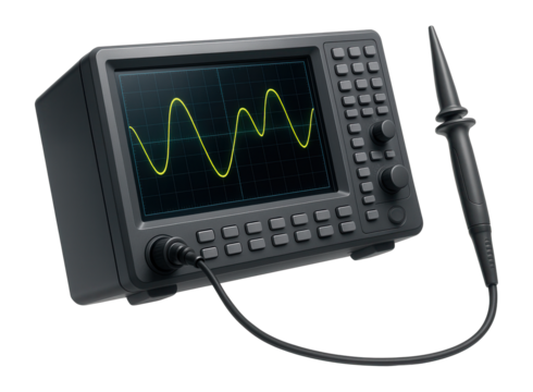 Oscilloscope with detachable probe and signal analysis software for telecom applications.