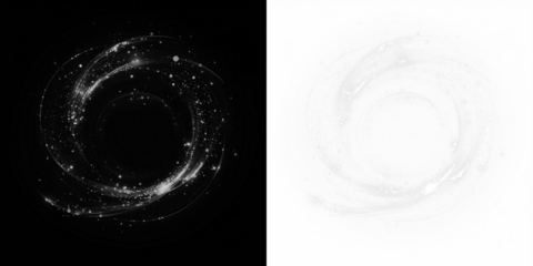 Abstract Sparkling Swirl with Stars and Dust Overlay on transparent background