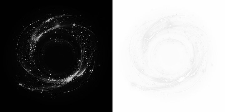 Abstract Sparkling Swirl with Stars and Dust Overlay on transparent background