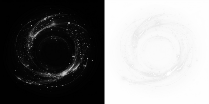 Abstract Sparkling Swirl with Stars and Dust Overlay on transparent background