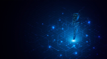 Abstract energy or lightning symbol. Innovative concept of technology circuit boards related to electric power or renewable energy. vector illustration	