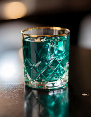 Glass of cold water on a white table