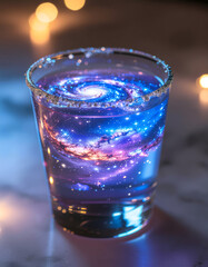 Glass of magic galaxy drink.