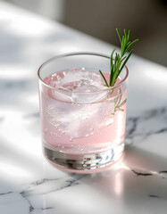 Refreshing cocktail and fresh water with lime and mint