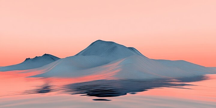 Glitch Effect Landscape in Icy Hues, Abstract Digital Rendering With Soft Water Light Effects - Powered by Adobe