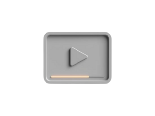 Modern 3d play button icon with loading bar on black background