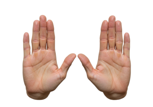 Isolated human hands gesturing the letter W on a clean surface, hand signals and communication