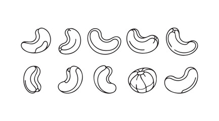 Hand drawn sketch style cashew nuts assortment isolated on food ingredient line art vector © Tanvir