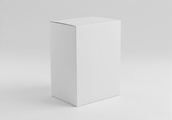 Naklejka premium Tall White Rectangular Packaging Box Mockup, Vertical Product Display for Branding Projects