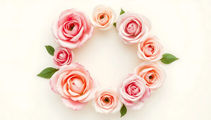 Red roses bouquet on white for love and Valentine celebration card.