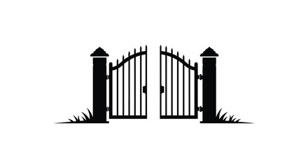 Elegant wrought iron double gates opening to a new beginning silhouette