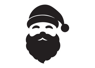 santa face logo silhouette vector, christmas santa face silhouette vector illustration, black santa face vector silhouette, santa claus face logo silhouettes vector on a white background