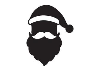 santa face logo silhouette vector, christmas santa face silhouette vector illustration, black santa face vector silhouette, santa claus face logo silhouettes vector on a white background