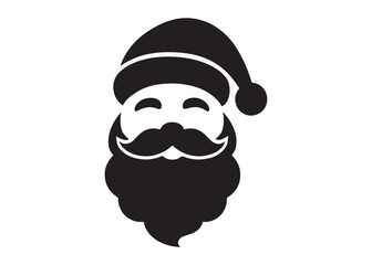 santa face logo silhouette vector, christmas santa face silhouette vector illustration, black santa face vector silhouette, santa claus face logo silhouettes vector on a white background