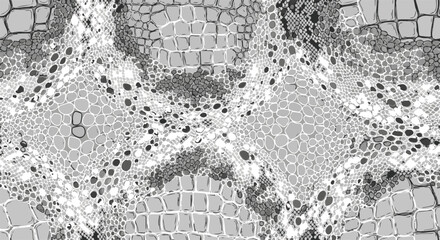 Abstract Textured Snake Scale Pattern: A close-up shot of an abstract pattern evokes textures, reminiscent of snake scales in a stylish monochrome palette.