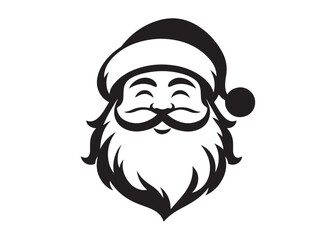 santa face logo silhouette vector, christmas santa face silhouette vector illustration, black santa face vector silhouette, santa claus face logo silhouettes vector on a white background