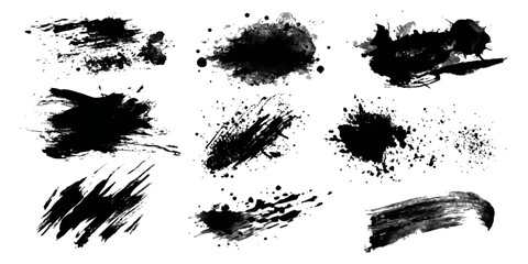 Abstract Black and White Ink Splats Creating a Grunge Effect. Transparent PNG available detailed ink splats Hyperrealistic Highly Detailed Isolated On Transparent Background	
