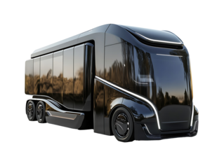 PNG file Futuristic autonomous vehicle design showcasing a sleek black truck on transparent background PNG