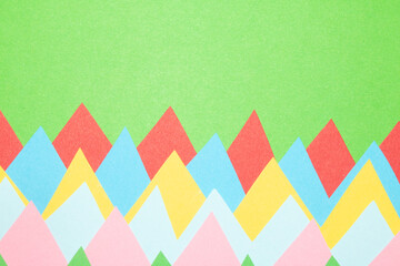 Simple Paper Card Primary Colour Triangle Mountains Jagged  Geometric Shapes in Multicolour Rainbow...