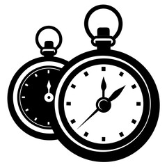 Pocket watches vector clean black silhouette design white background