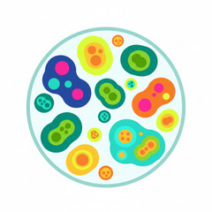 Colorful abstract bacteria and microorganisms in a petri dish  