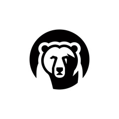 Minimalist Bear Head Symbol Encased in a Black