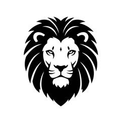 Majestic Lion Head Logo Vector Illustration in Black and White, Symbolizing Strength and Royalty