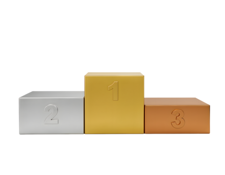 Champion podium for winners with gold silver and bronze steps isolated transparent background png - Powered by Adobe