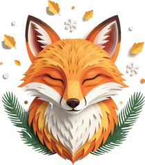 cute red fox cartoon in the snow vector illustration