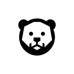 Geometric Grizzly Minimalist Black and White Bear Icon