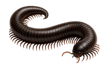 Giant millipede replica featuring an elongated segmented body and many legs.